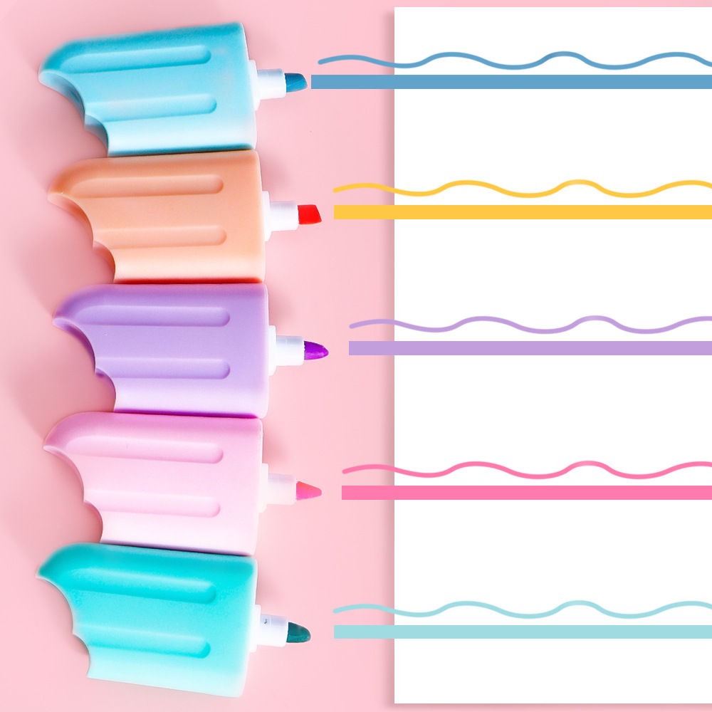 Resaltador de helado creativo resaltador conjunto de marcador de puntaje de los estudiantes de escritura de helado