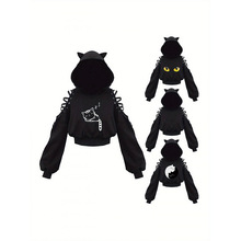X 49513 Cat ear crop hoodie è��¶������ŷ�����п羳
