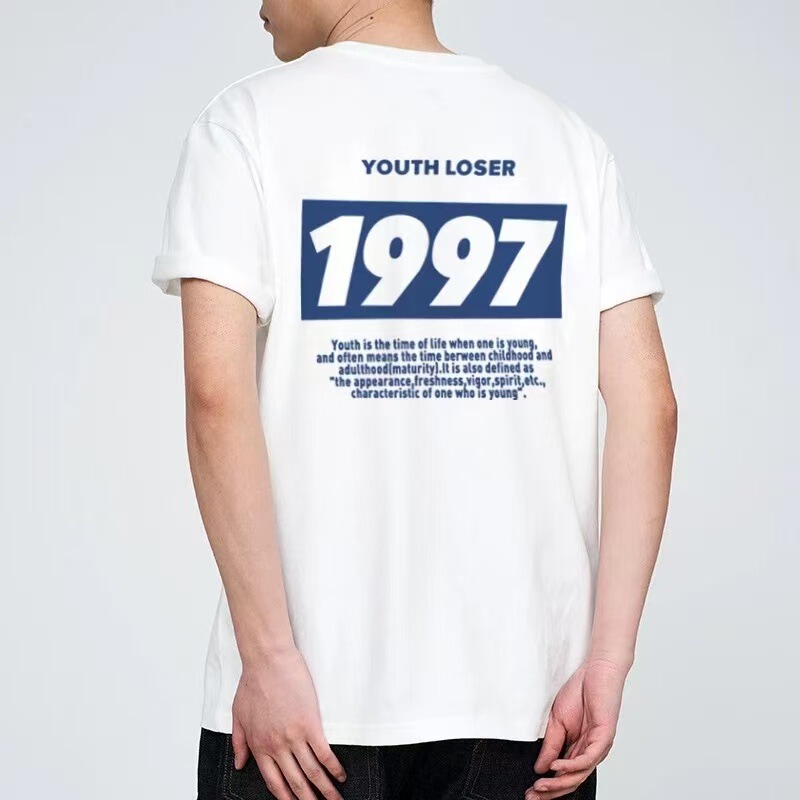 2026 New Men's Pure Cotton Short-Sleeved T-Shirt with Simple Digital Print, Loose Casual Trendy Round Neck Top 2026 New Men's Pure Cotton Short-Sleeved T-Shirt with Simple Digital Print, Loose Casual Trendy Round Neck Top