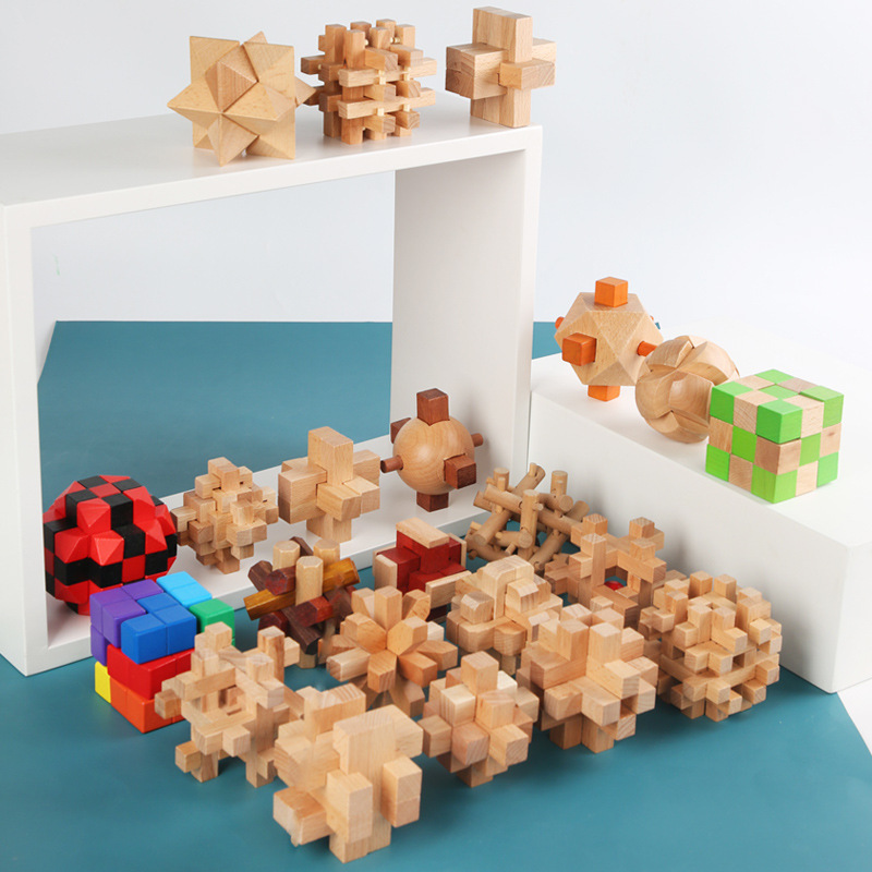 Weiweihu Puzzle Luban Lock Entrenamiento de pensamiento de habilidad práctica para niños Educación temprana Rompecabezas de resolución de bloques de construcción Juguetes educativos de madera maciza