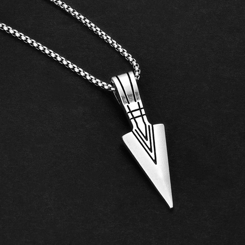 Personalized Spear Head Pendant Necklace In Titanium Steel For Men_voghion.com