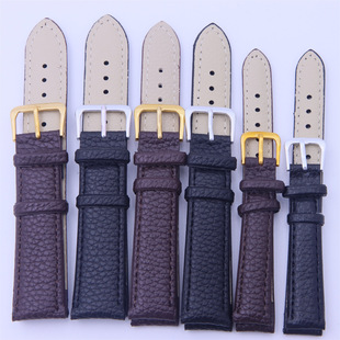 Watch Accessories Unisex Watch Strap Pu Leather Lychee Pattern Leather Strap Pin Buckle Soft Strap 12-22mm Wholesale
