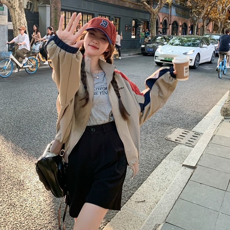 设计感撞色拼接棒球服外套女2025春秋新款小个子时尚休闲开衫夹克|undefined