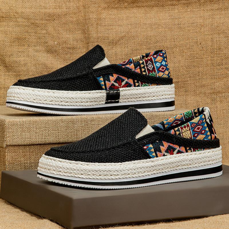 Una generación de temblores de cabello, zapatos de pescador de pana tejidos, zapatos de tabla, zapatos perezosos, zapatos de tela de un pie, zapatos de hombre de moda, cuatro estaciones