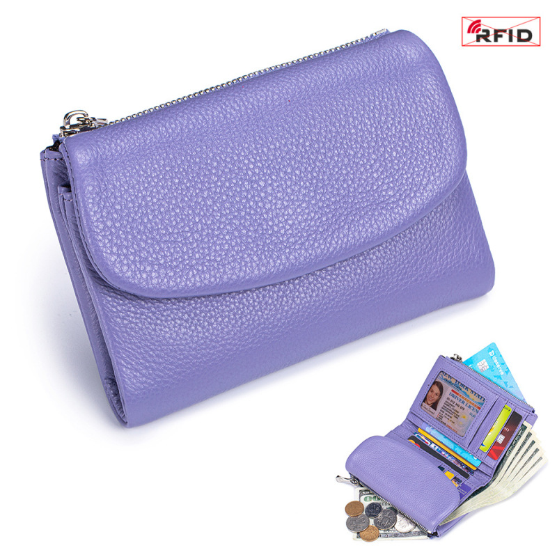 本革ショートウォレット RFID ファッション ソフトレザー質感 ハンドバッグ 女性用 大容量収納バッグ 一層牛革財布|undefined