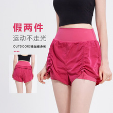 假两件运动短裤女夏季防走光高腰跑步健身紧身裤瑜伽裤外穿