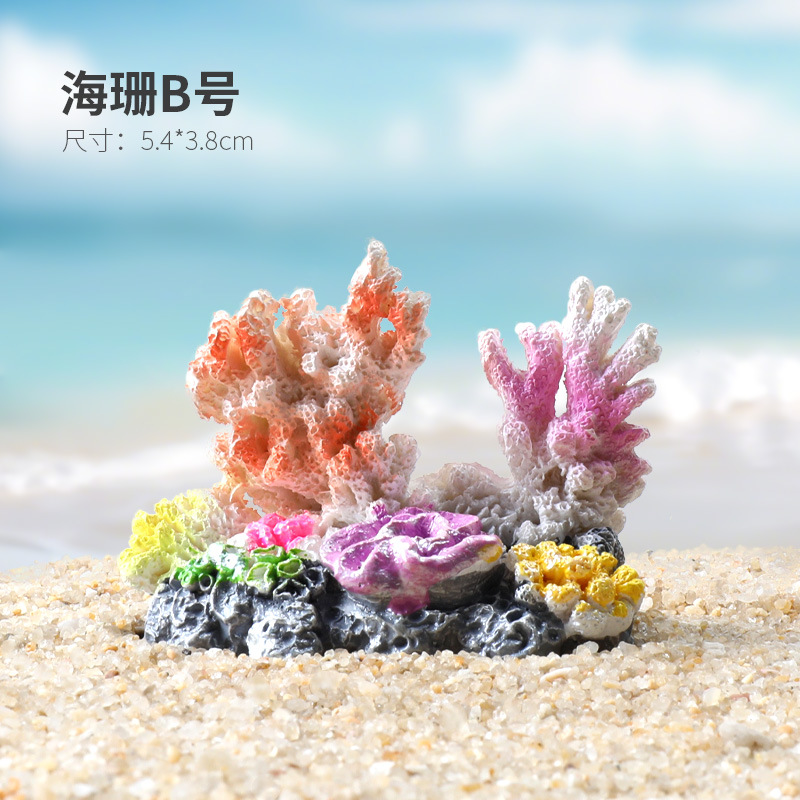 Pecera Micropaisaje Simulación de paisajismo Dibujos animados Paquete de coral Coconut Beach Montaña Esquivar Decoración de la casa