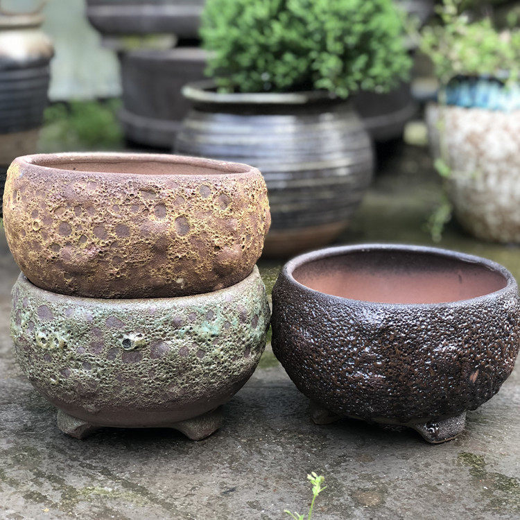 Purple Clay Flower Pots with Large Openings for Succulent Plants, Hand-Painted Creative Coarse Ceramic Flower Pots, Breathable Coarse Ceramic Pots Purple Clay Flower Pots with Large Openings for Succulent Plants, Hand-Painted Creative Coarse Ceramic Flower Pots, Breathable Coarse Ceramic Pots