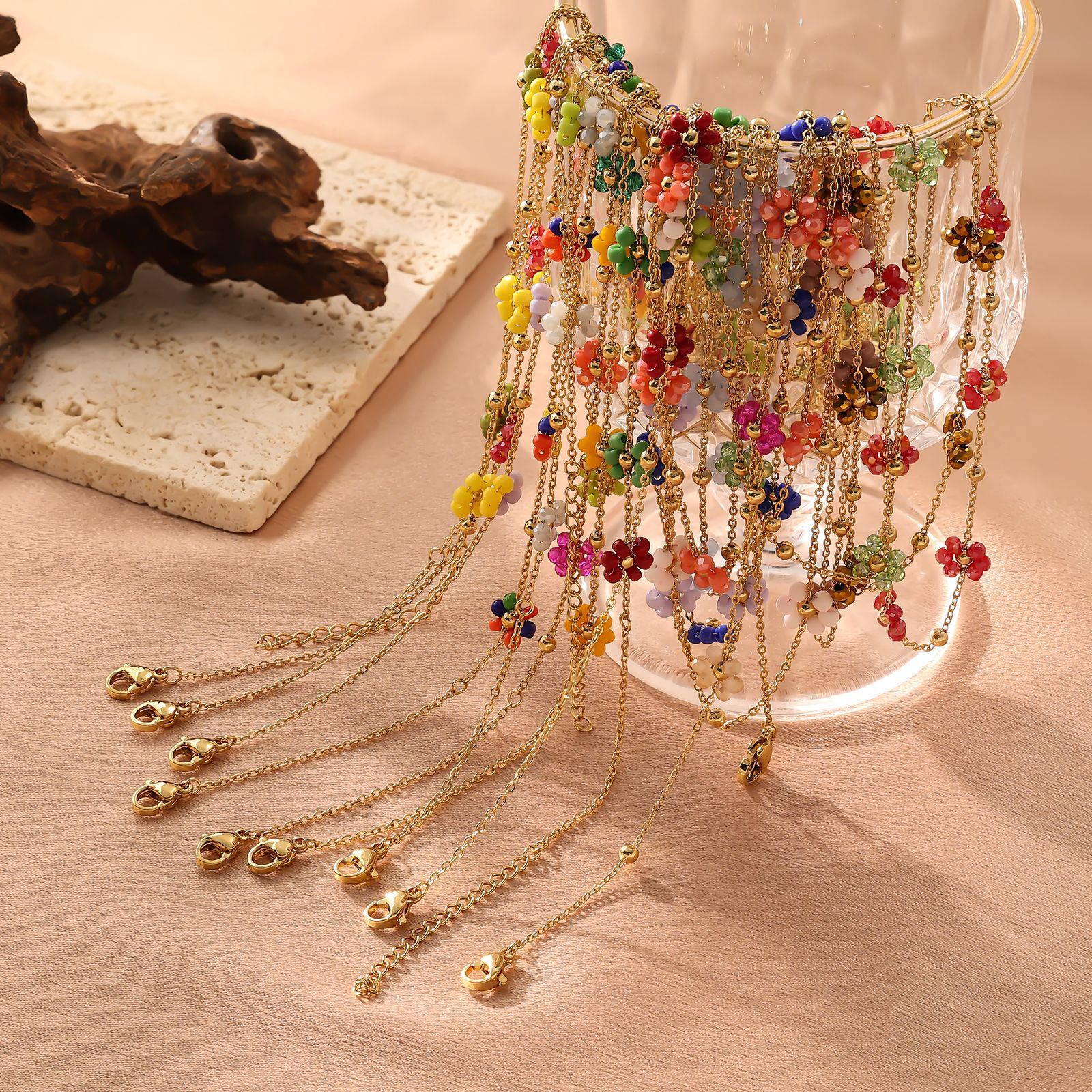 10g Weight Necklace Classification Titanium Steel Chain Material cable chain Chain Type 1 Piece Quantity Holiday, Daily Occasion Titanium Steel Material Flower Pattern All Seasons Season Women's Gender Plating Design Simple Style Style Wholesale Jewelry Simple Style Flower Titanium Steel Plating Necklace Cable Chain 1