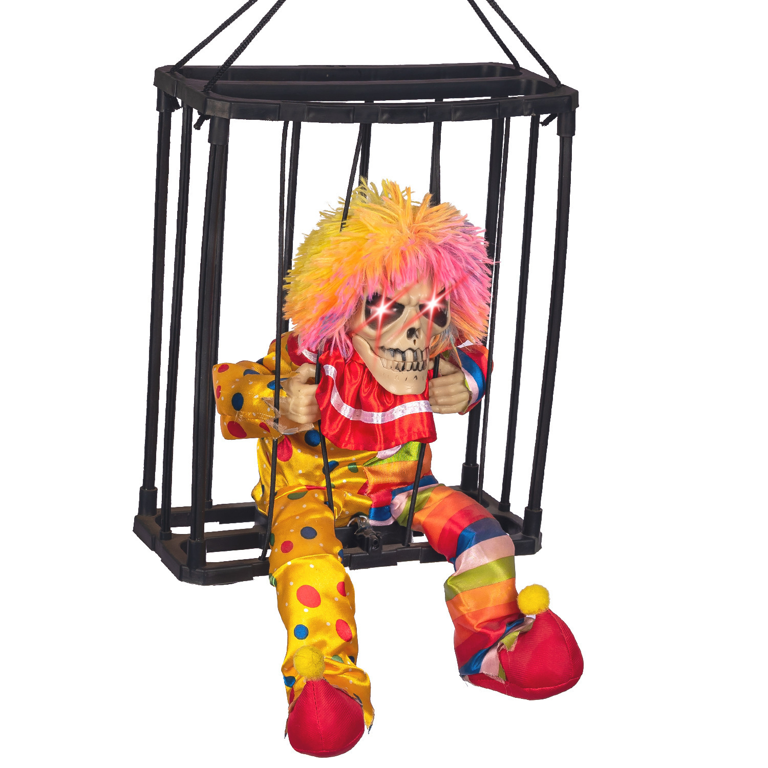 Halloween Horror Decoración Prisión Colgando Fantasma Eléctrico Resplandor Sound Prisionero Jaula Scary Esqueleto Esqueleto Colgante Fantasma