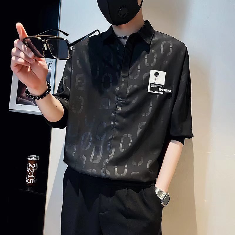 Camisa casual de manga corta retro japonesa para niños, camisa de herramientas asimétrica delgada de verano