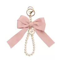 Брелок keychain с жемчужным подвесом и бантом из ленты, петля из бусин, 12×9 см