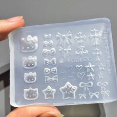 高透明ネイルアートモールドマルチエレメントキティリボンネイルアートモールド立体シリコンモールドレリーフシリコンモールド