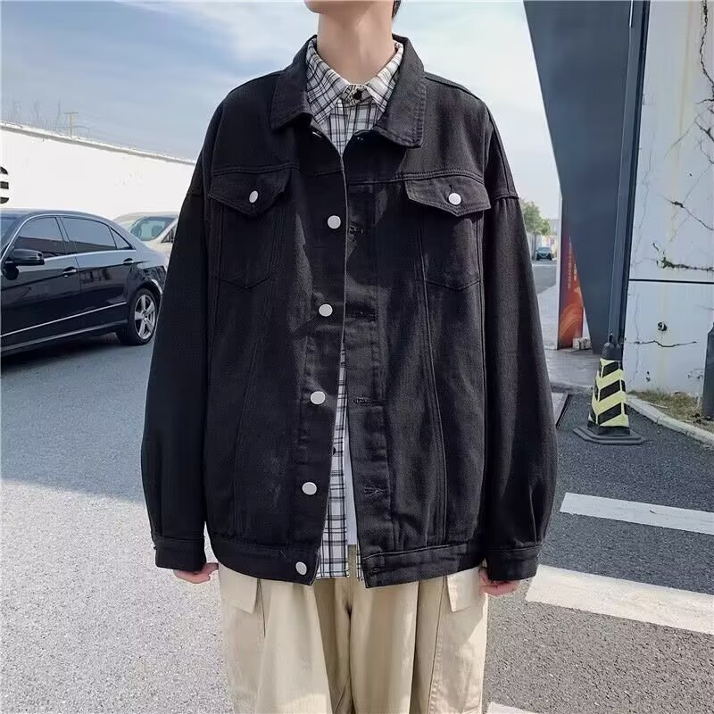 New denim jacket, spring Hong Kong style loose and versatile top, trendy casual workwear jacket_voghion.com