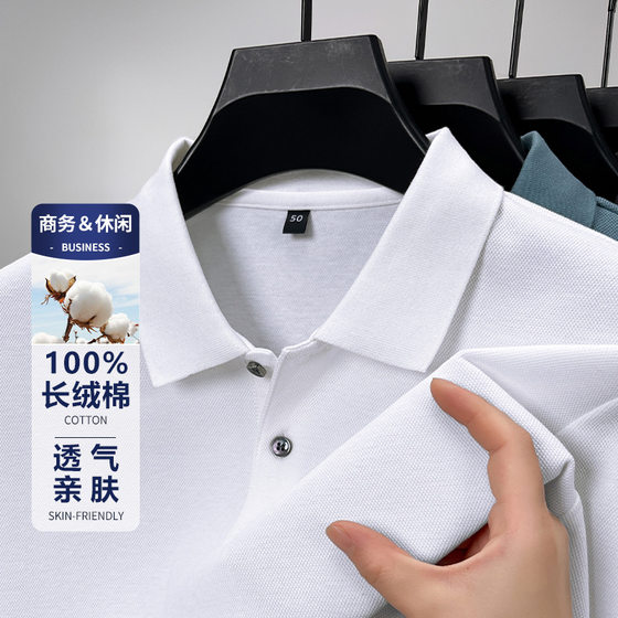 100 Long-staple Cotton Men's Polo Shirt High-grade Sense Long-sleeved Lapel T-shirt Men's Spring Casual Business Men's Clothes