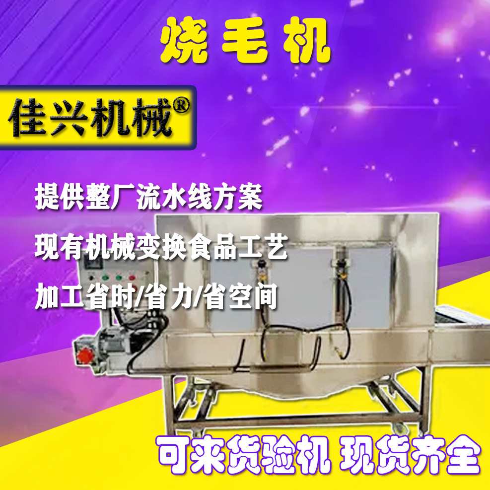 隧道式猪牛羊头蹄燎毛机 大型带皮五花肉烧毛设备 商用猪耳朵烧毛