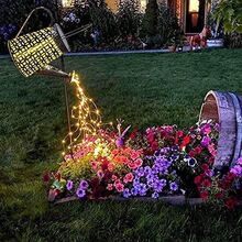 LED Solar Light Watering Can Lamp Metal craft 洒水壶太阳能灯