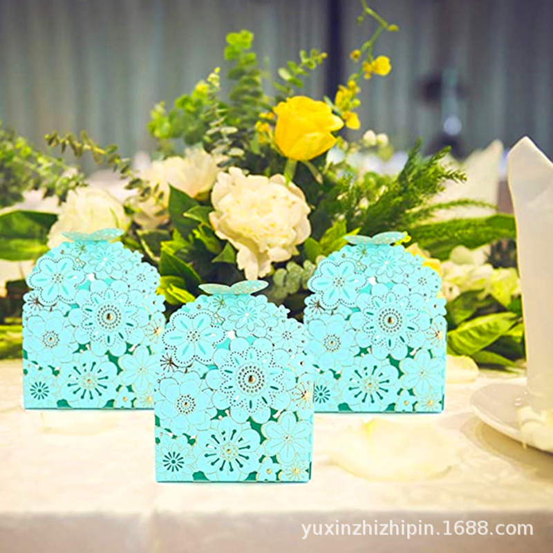 源头厂家 来图来样 定 制蓝色烫金 激光镂空糖果盒巧克力折叠纸盒