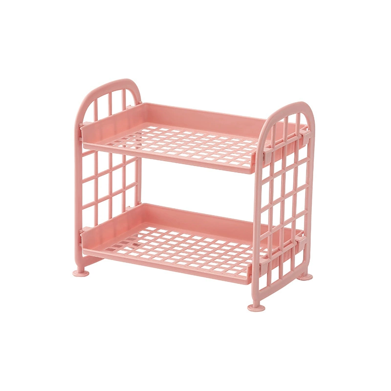 Foldable Cosmetic Storage Shelf, Double-Layer Desktop Organizer, Heart Design, 22×15×4 cm