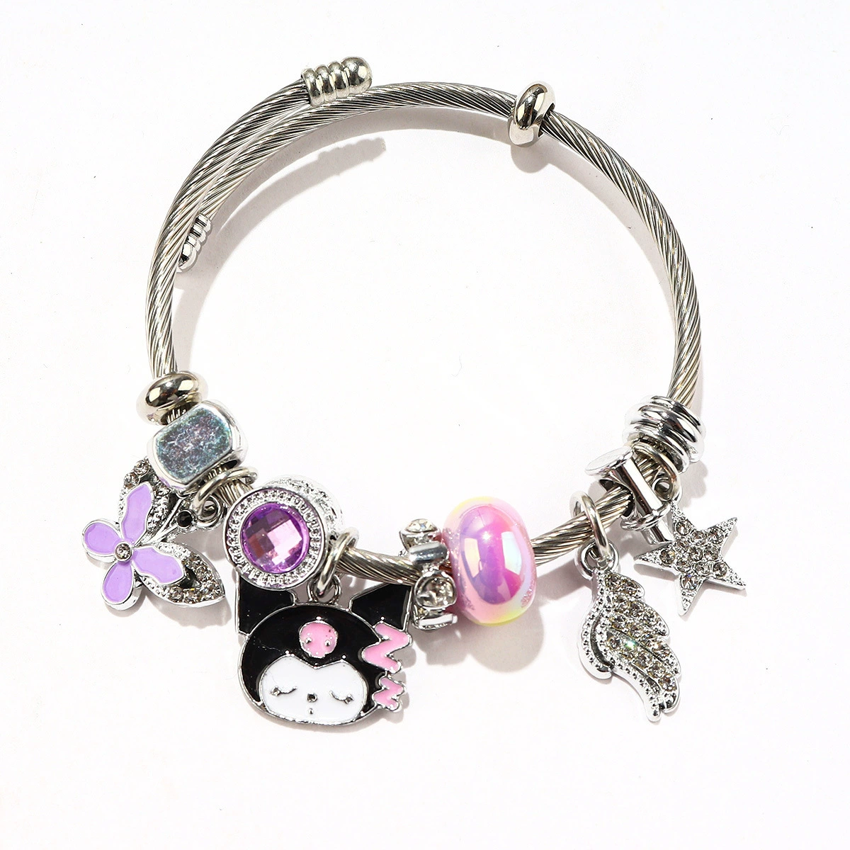 Браслет (Panjia) DIY с крупными отверстиями и подвесками в стиле Hello Kitty, 9×7×3 см