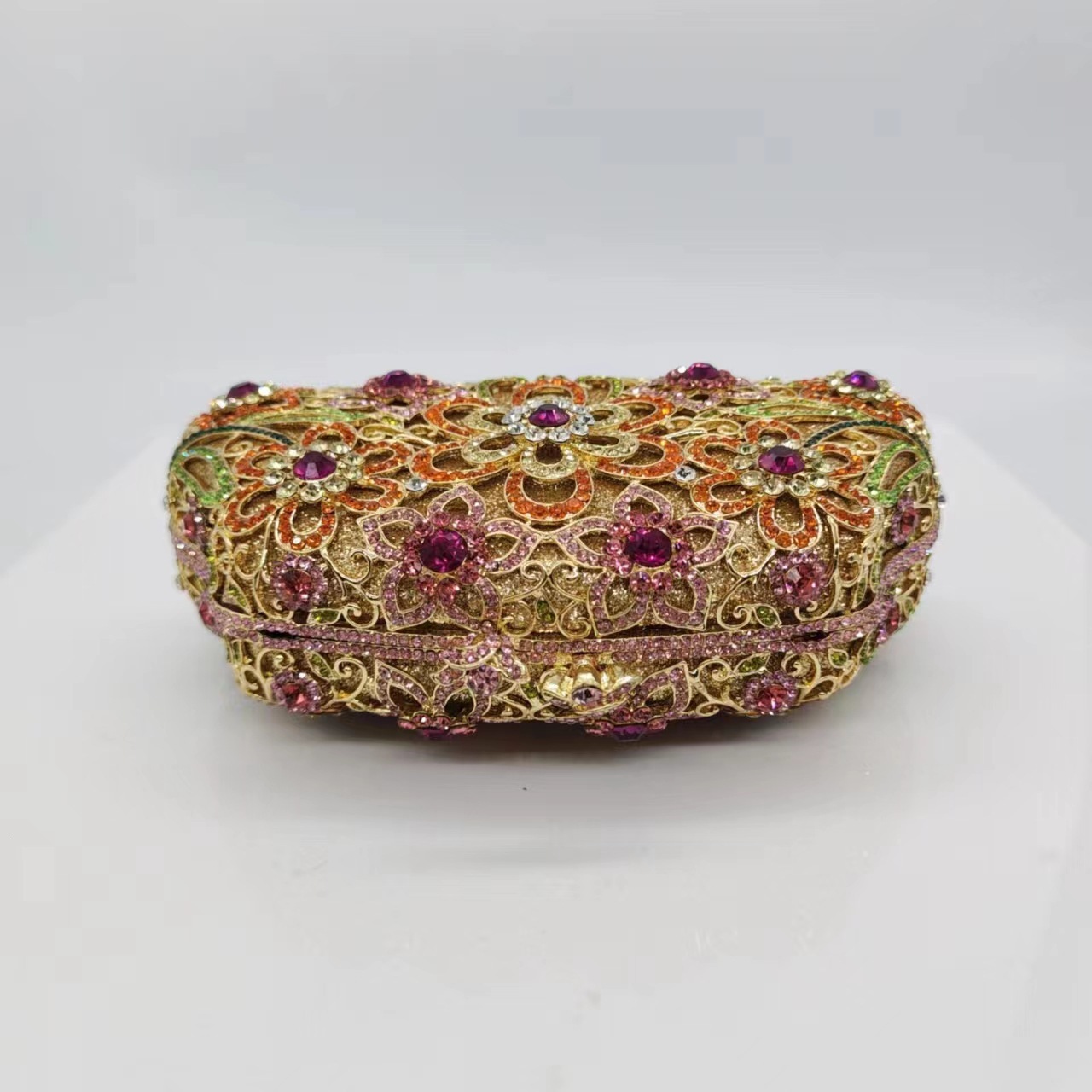 Flores con patrón de diamante, bolsos de cena, bolsos de boda, bolsos de hombro, bolsos de diamante.