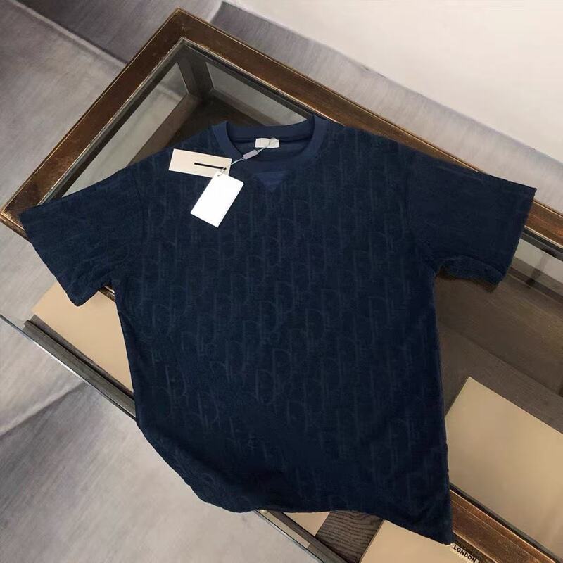 High-end summer light luxury short-sleeve T-shirt for men, slim-fit trendy top, casual round-neck, trendy brand, suitable for couples