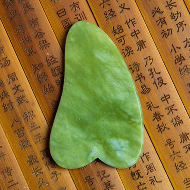 Placa de masaje de cristal de polvo en forma de corazón, masaje de rodillos de doble cabeza, masaje de lágrimas de jade, masaje facial conjunto de belleza