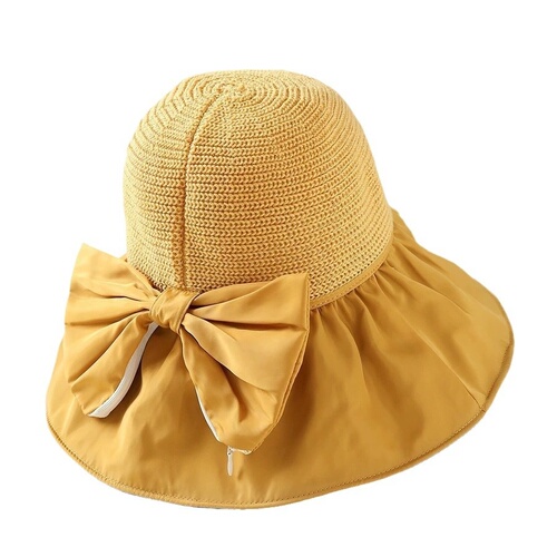 Vinyl sun protection sun hat girl in summer face covering folding can store sun hat fisherman hat versatile straw hat hollow