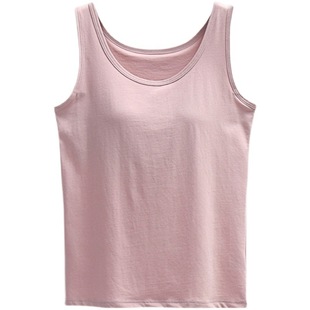 Women's Pure Cotton Vest with Chest Pad Bra-free Underwear Bra-free Underwear Bra Cup Integrated Sling Yoga Outer Wear Base Top