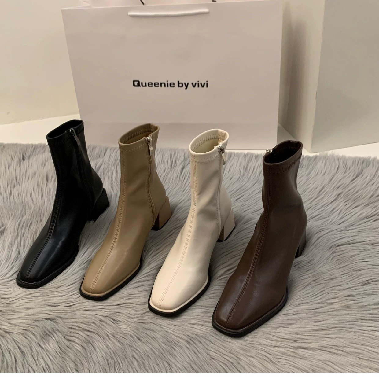 Чувство туфель на высоком каблуке белый Мартин короткие сапоги французские маленькие ботильоны весной и летом плюшевые новые тонкие сапоги женские сапоги