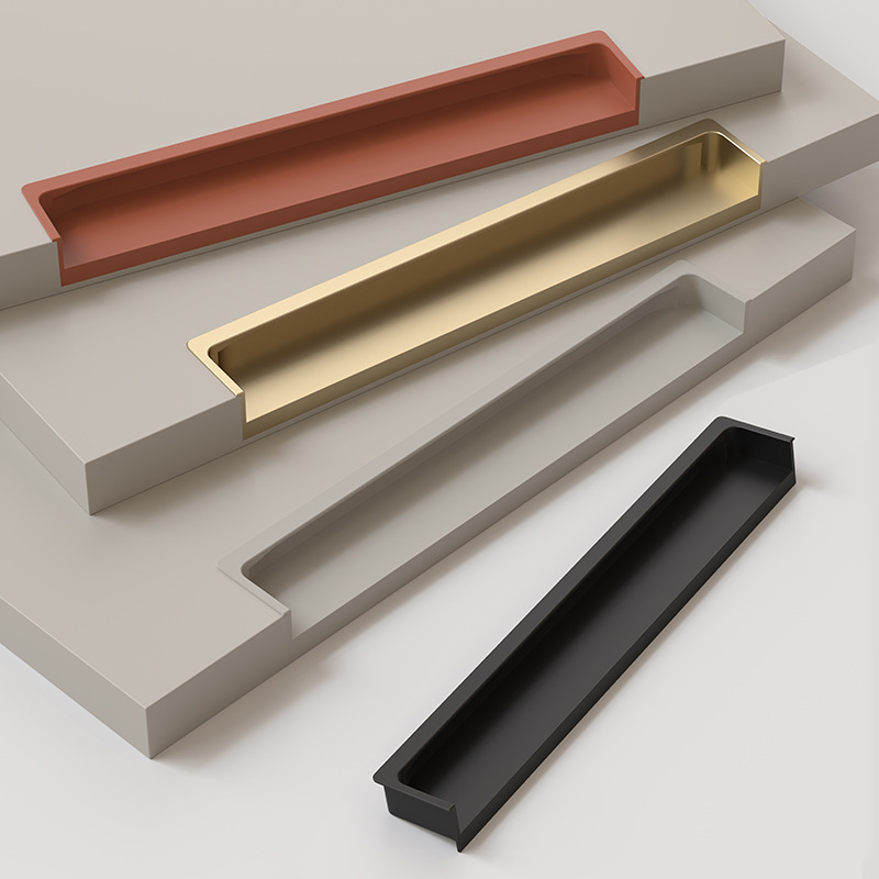Feyas Morandi monochromatic hidden handle skin texture grooved built-in cabinet door drawer cabinet handle