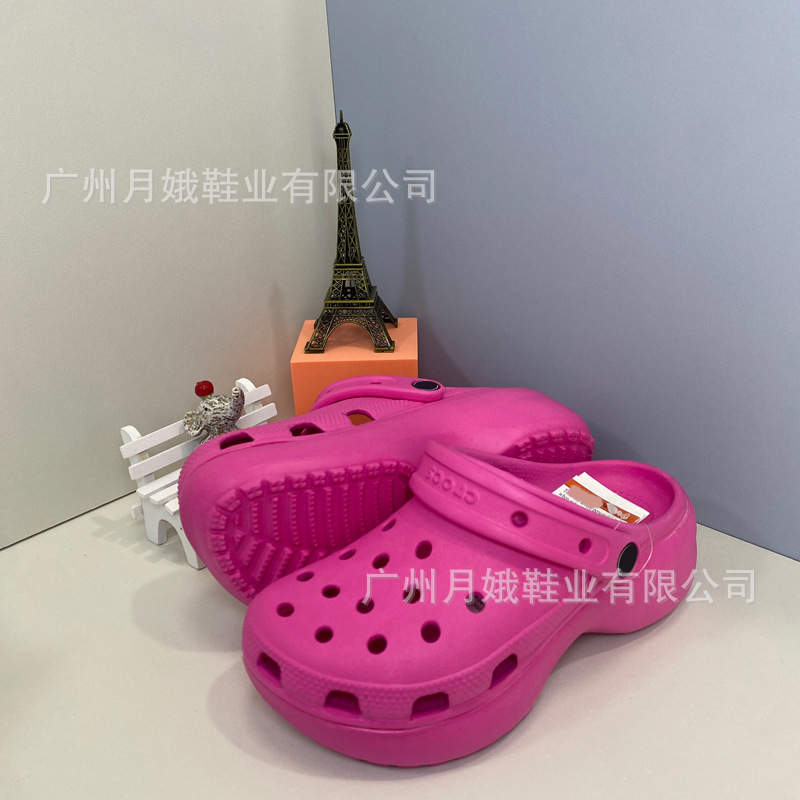 春夏季新款云朵洞洞鞋女厚底中跟女士凉拖鞋户外休闲增高沙滩鞋|undefined