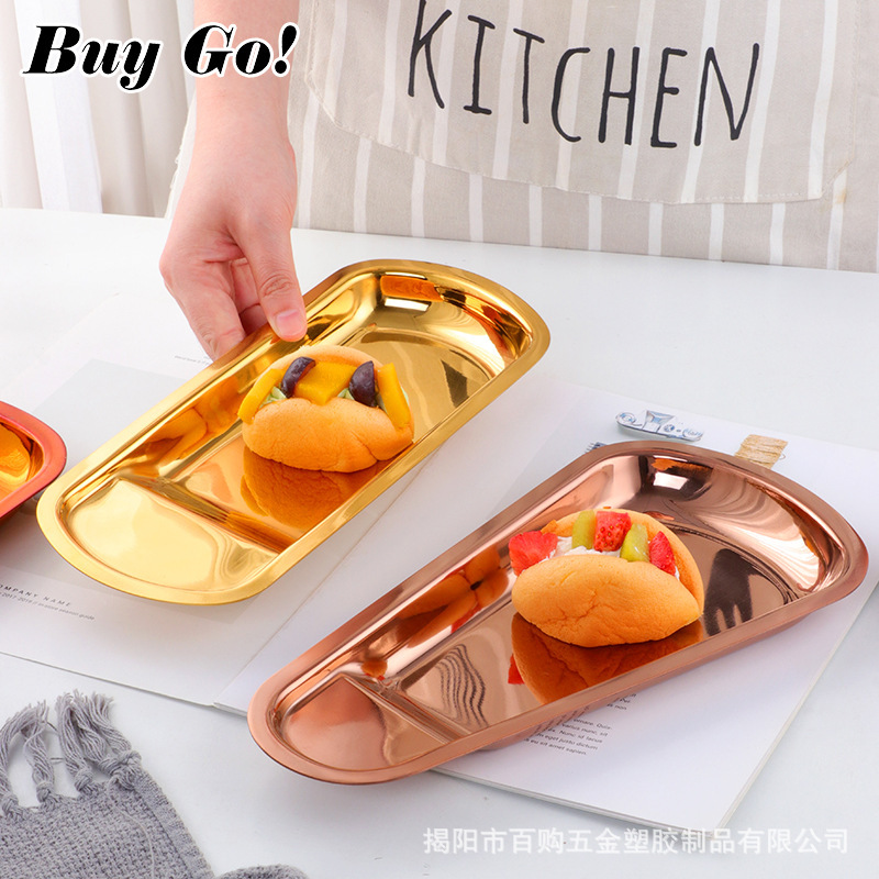 Nordic style stainless steel small tray square fan-shaped towel plate storage plate pastry plate desktop jewelry storage plate