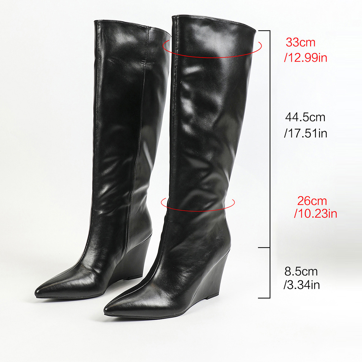 European and American style pointed-toe long boots for women, 2026 autumn/winter new collection, wide-leg, slimming, straight-leg boot style, wedge heel, riding boots