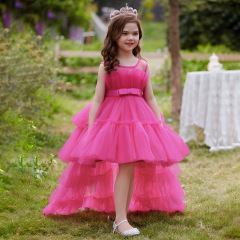 Amazon's new children's dress with a train, fairy-like, fluffy fairy princess dress for little girls, piano performance outfit