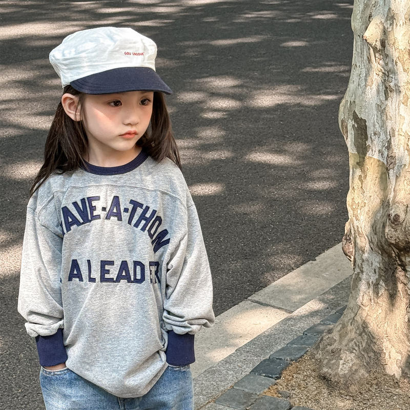 2025秋季童装新款韩版儿童长袖T恤打底衫男童女童字母卫衣上衣t|undefined