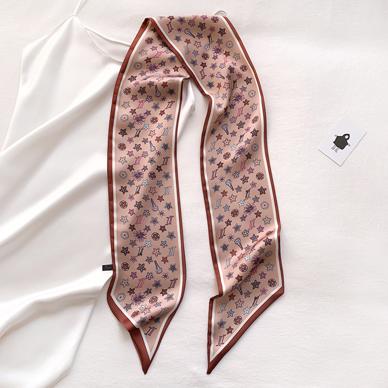 Spring And Autumn Korean Style Versatile Double-sided Thin Narrow Long Scarf Women's Leopard Print Scarf Ribbon Summer Decorative Scarf Dual-use Thin display picture 4