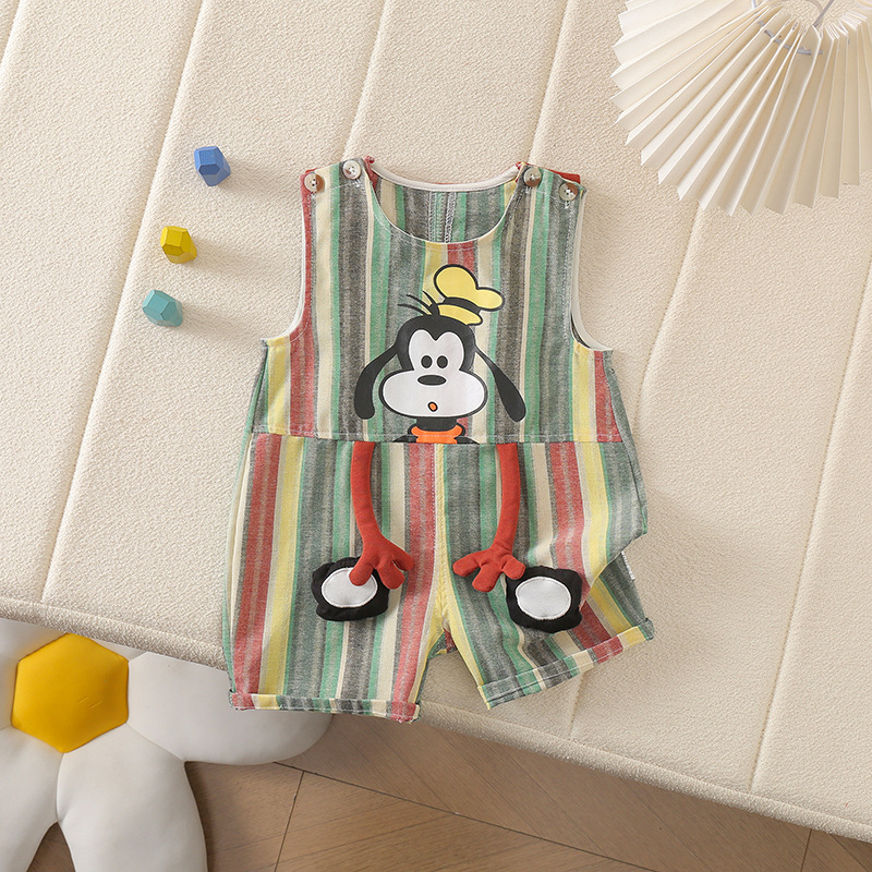Summer New Pluto Double Open Wide Shoulder Hare Clothes Baby Summer Western Style Sleeveless Pants