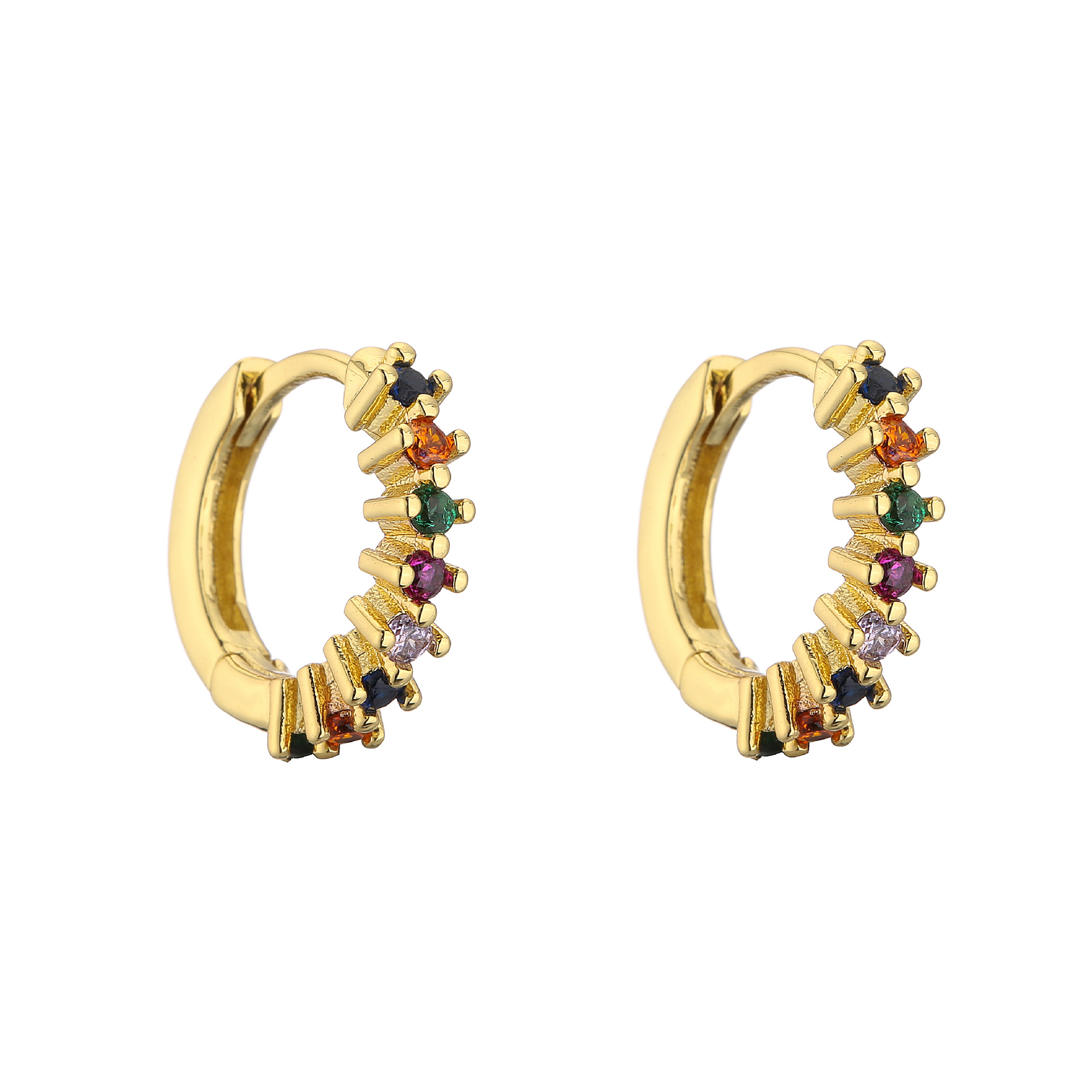 5g Weight Zircon Inlay Material Earrings Classification Copper Material Geometric Pattern Women'S Gender Plating Design Fashion Style Rose Red, White, Purple, Green, Yellow, Black Color Fashion Geometric Plating Copper Zircon Earring Sets 3