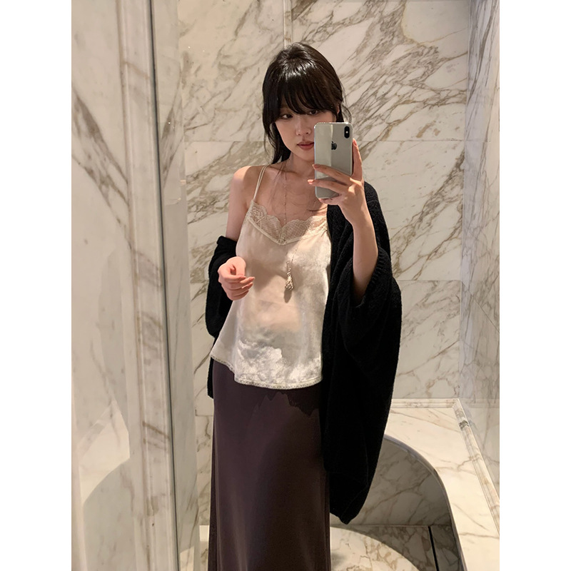 Yuanpai Gentle Lace Splicing Velvet Camisole 2026 Summer New Style Loose-Fitting Sleeveless Top Y320