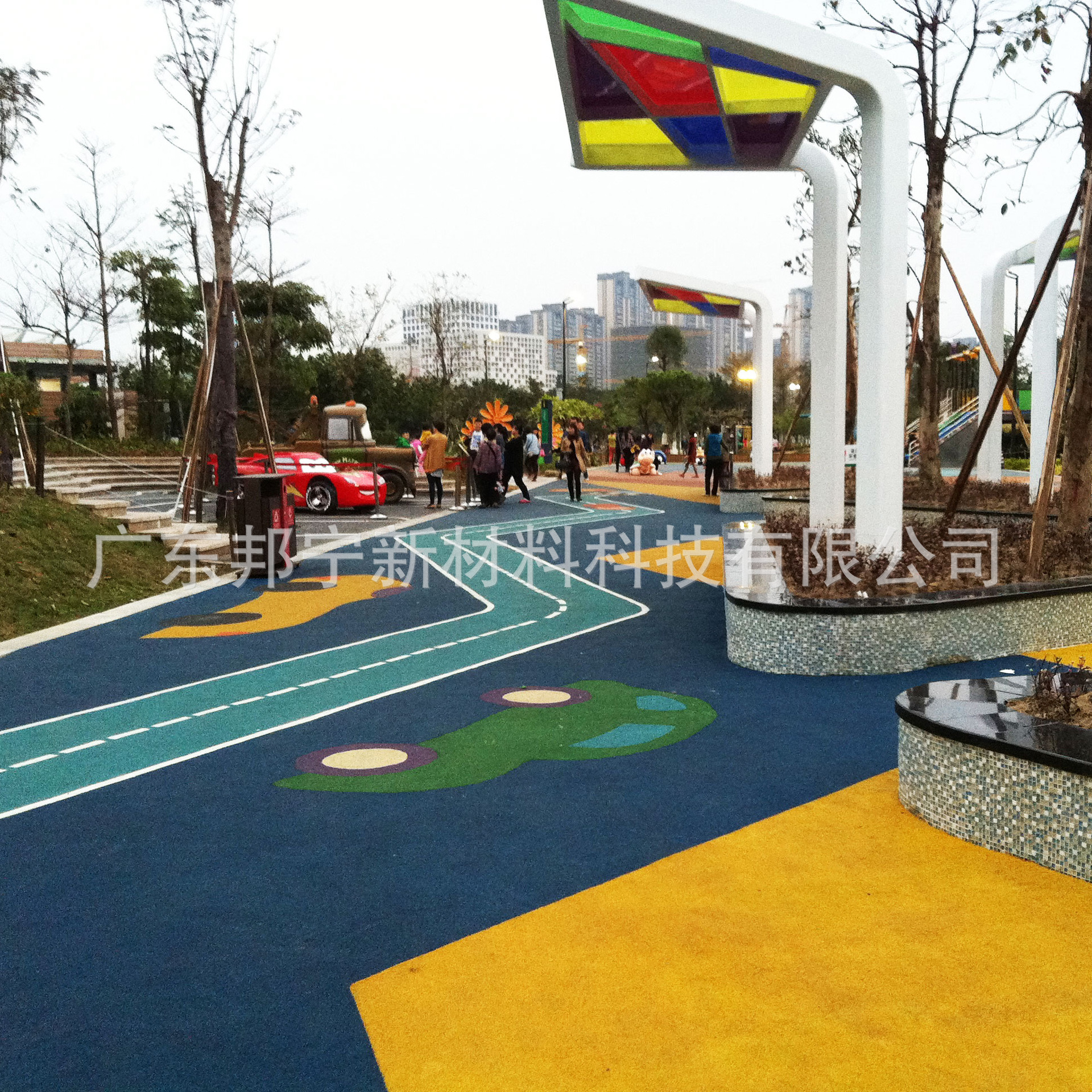 邦宁防滑彩色路面 聚氨酯防滑路面 人行道机动车道停车场彩色路面