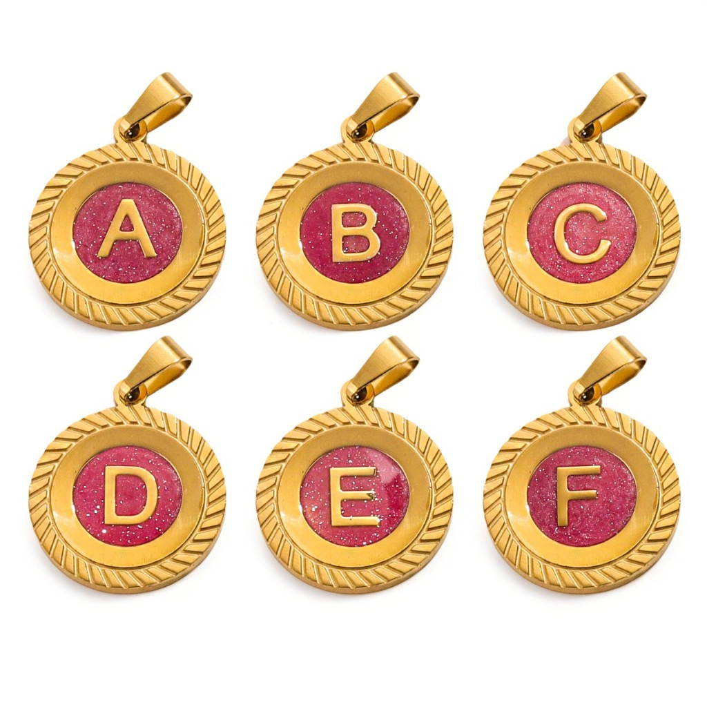 Colgante redondo encaje goteo acero inoxidable accesorios de letras inglesas diy pulseras pendientes ropa bolsas accesorios joyas