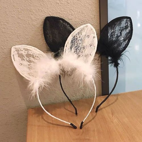Korean cute lace cat ear headband female Internet celebrity face wash hair headband sexy bunny ears cos makeup hair accessories