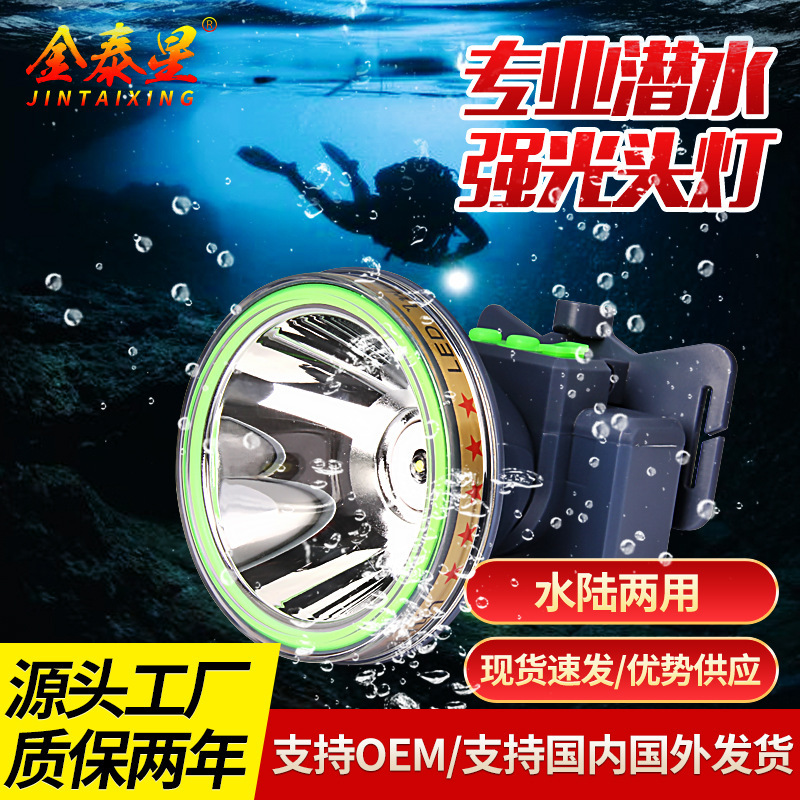 Outdoor Ultra-Bright Long-Lasting Led Strong Light Waterproof Headlamp Professional Outdoor Fishing Diving Fishing Head-Mounted Charging