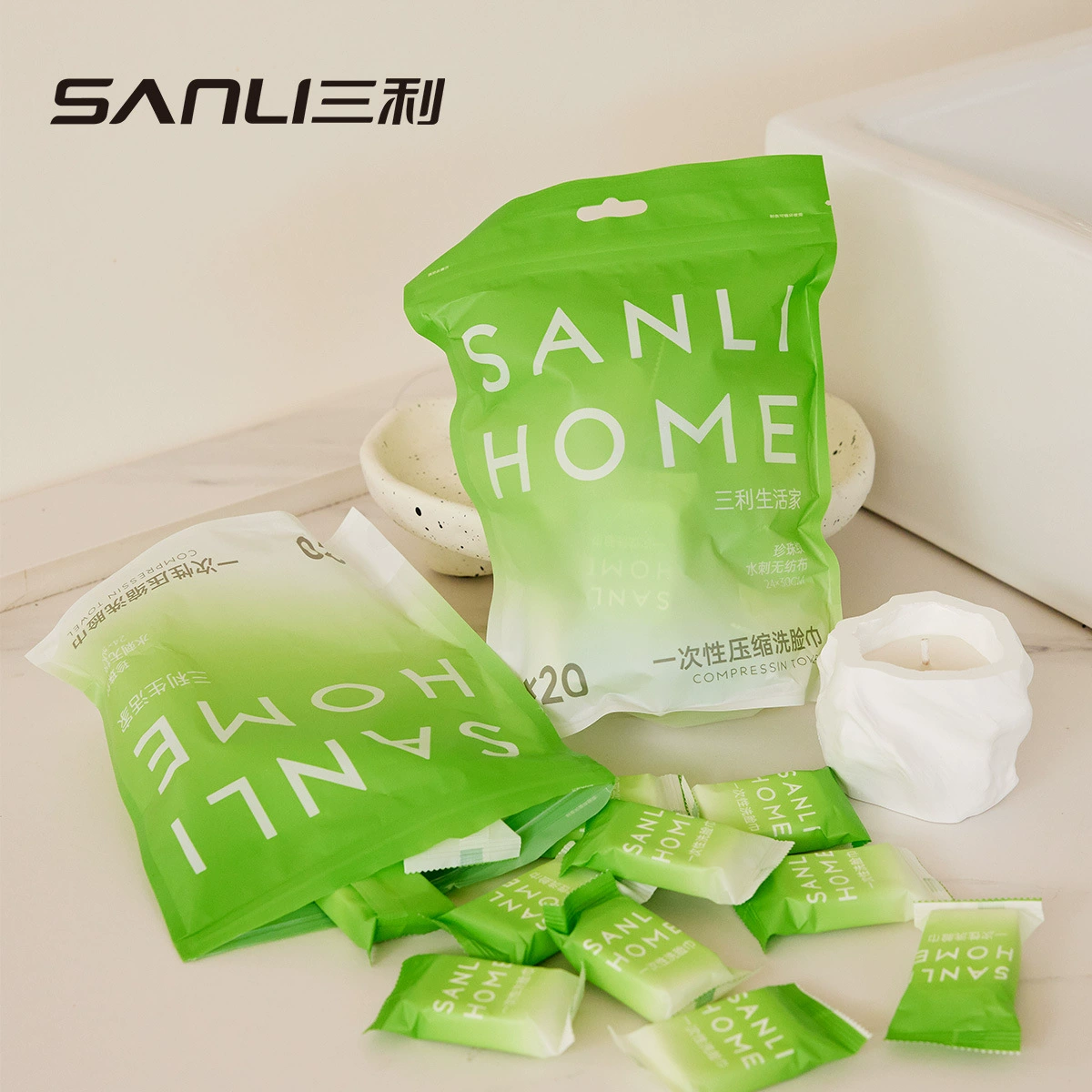Трехслойное полотенце Sanli, одноразовые влажные салфетки для умывания лица для путешествий