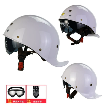 Motosiklet kaskı (dəbilqə), 3C Certified Flip-Up Helmet, Japanese Retro - bright-white-3c-certification-face-towel-goggles-tea-lens-m