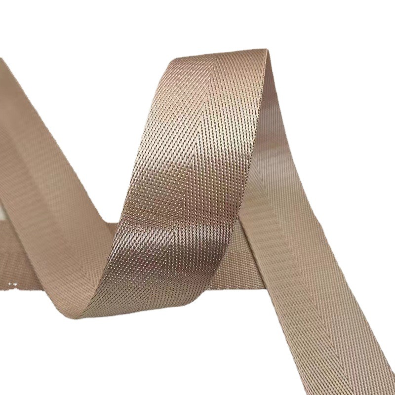 Stock disponible del fabricante de cintas de nylon espesadas de colores, accesorios textiles, correas para mochilas, cintas de imitación de nylon con diseño de espiga.