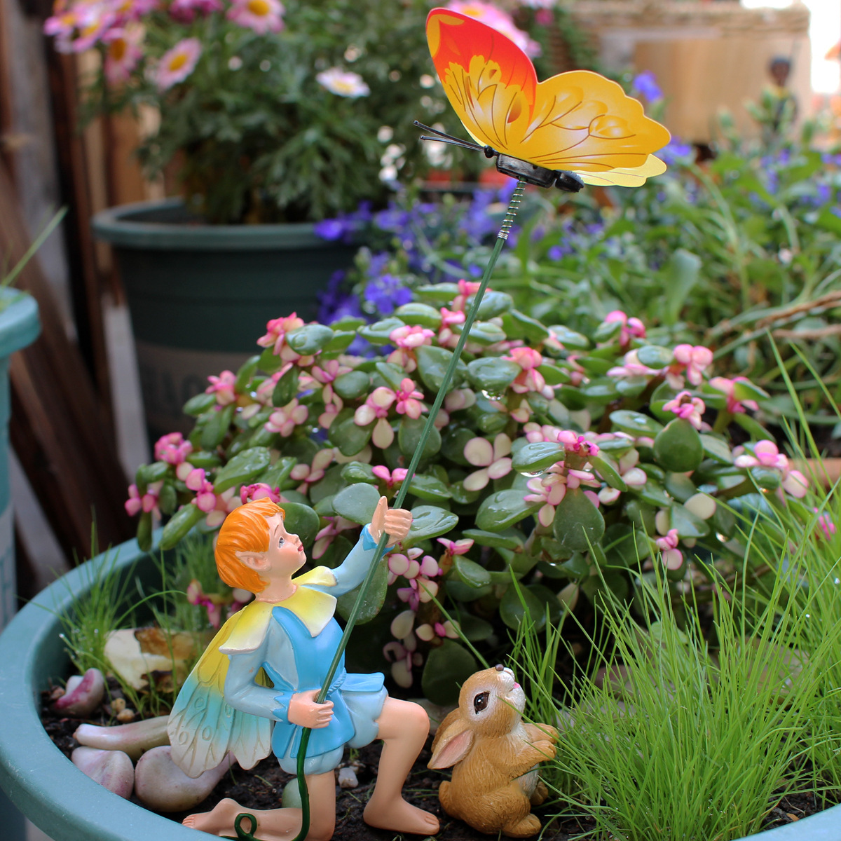   decoration balcony garden decoration flower pot decoration kite boy flower pot plant pot plug-in