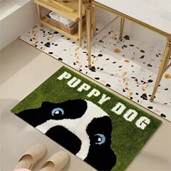 アメリカ式のかわいい犬は汚れに強くて、足のマットの現物卸売りはカシミヤの滑り止め防塵玄関の玄関マットに似せています。