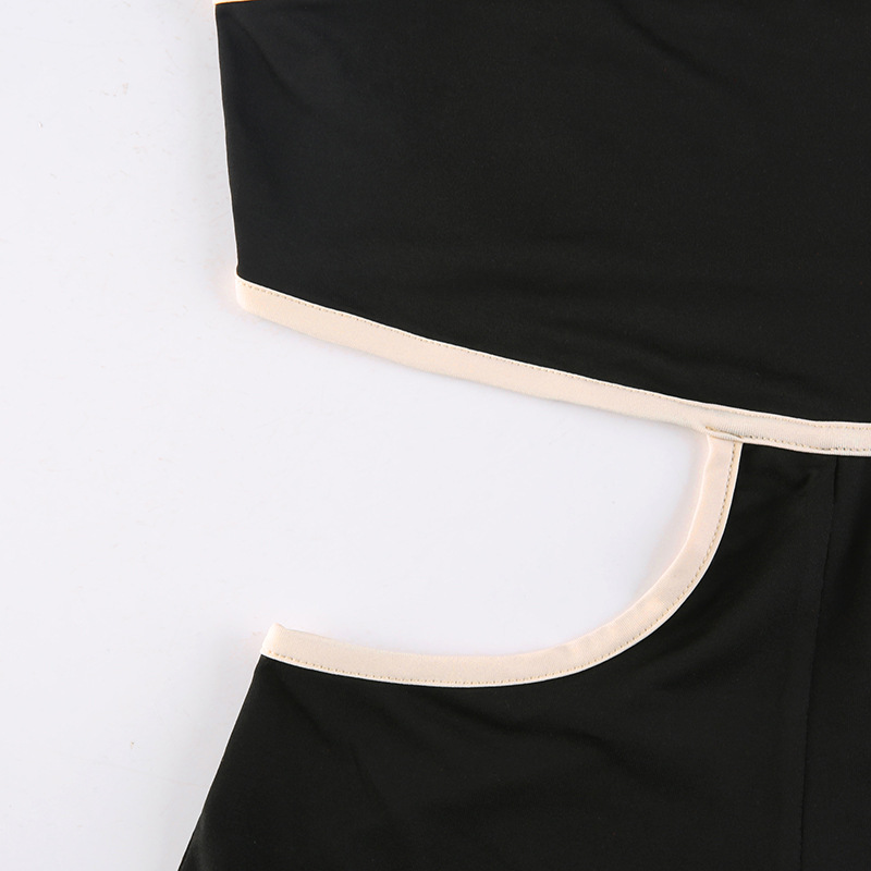 Solid Color Slim Tube Top Sling High-Waist Stitching Bootcut Jumpsuit NSKAJ109671